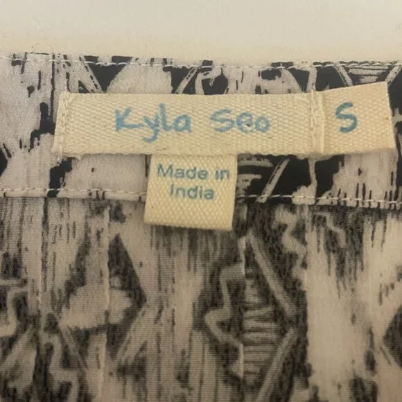 Kyla Seo Anthropologie Womens Colorful Oversized Tunic Boho Pintuck Blouse S - Picture 10 of 12